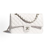 CHANEL Classic Flap CF 21S chain bag, crossbody bag, white